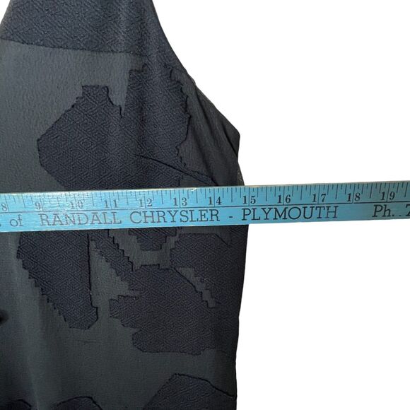 NWT Tibi New York V-Neck Silk Embroidered Black Sheath Dress Sz 0 Midi Ruffle - Picture 10 of 12